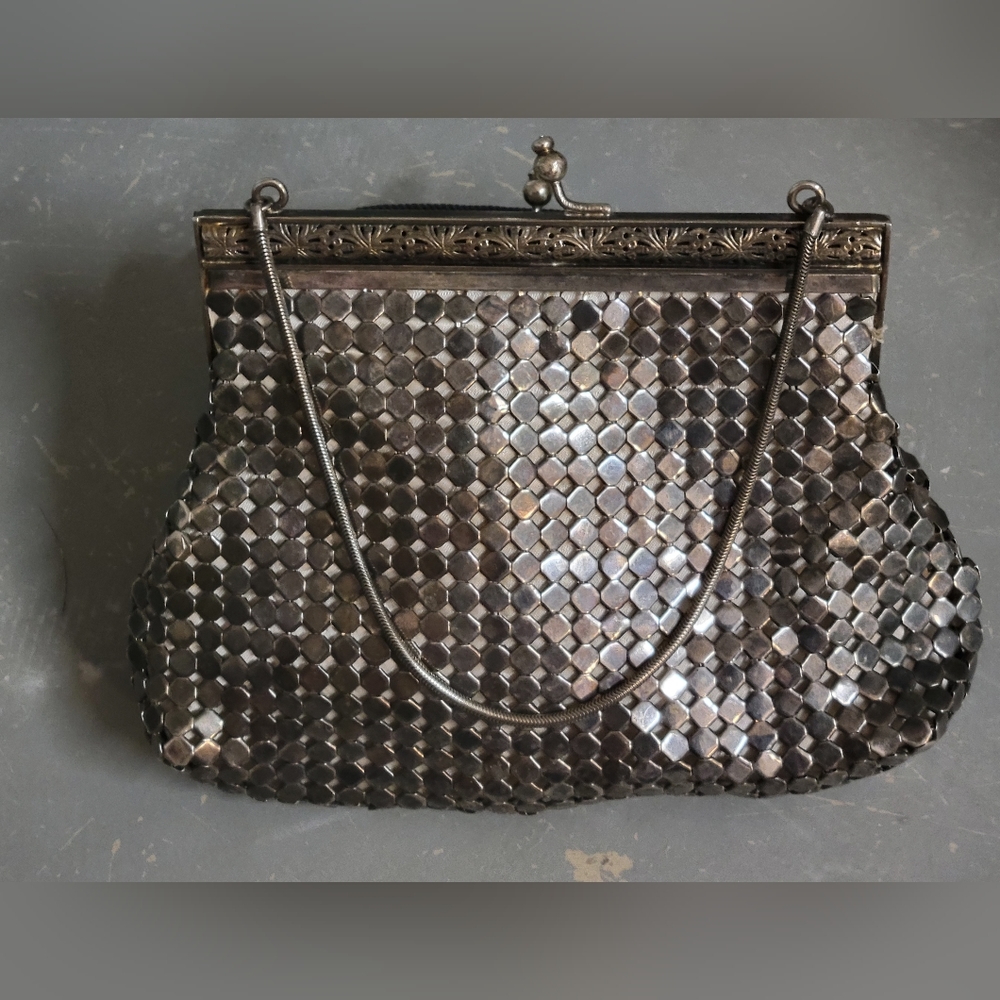 RARE Original Vintage 1920's Silver Chain Mail Clutch "Margret Rowe"